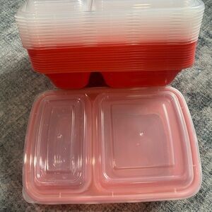 New lot of 13 Airtight Food Storage Containers - coral and Clear